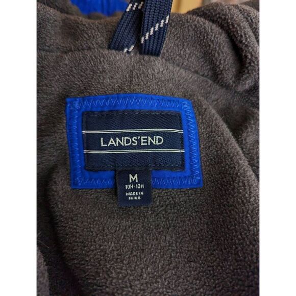 Lands’ End Boy Cobalt Blue Hooded Long Sleeve Parka Coat Size Medium - Picture 5 of 8